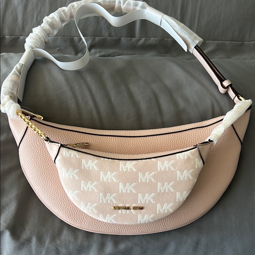 Michael Kors Pink Shoulder Bag with Gold-Tone Accents